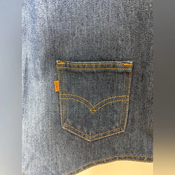 Vintage Levis 1970s Orange Tab Denim Jean Mens Vest Western Snap Large V